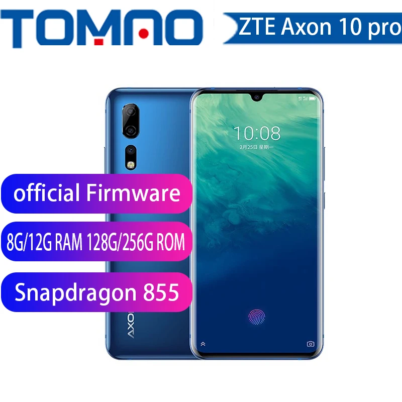 ZTE Axon10 Pro Snapdragon 855 две SIM карты изогнутый экран 6 47 дюйма ГБ/8 ГБ/12 Гб ОЗУ 128 ГБ/256 ПЗУ