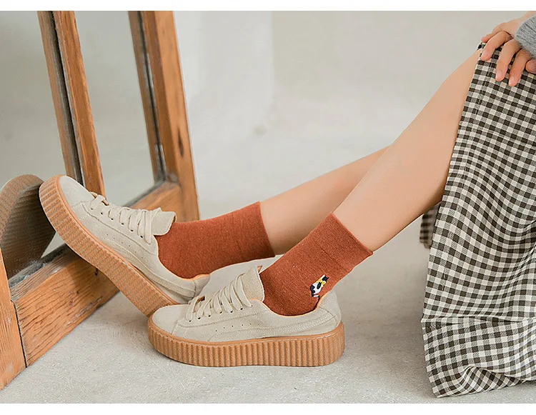 Женские Носки с рисунком кота из мультфильма, теплые милые носки Kawaii, забавная уличная одежда из хлопка, Модные Повседневные Дышащие носки в Корейском стиле