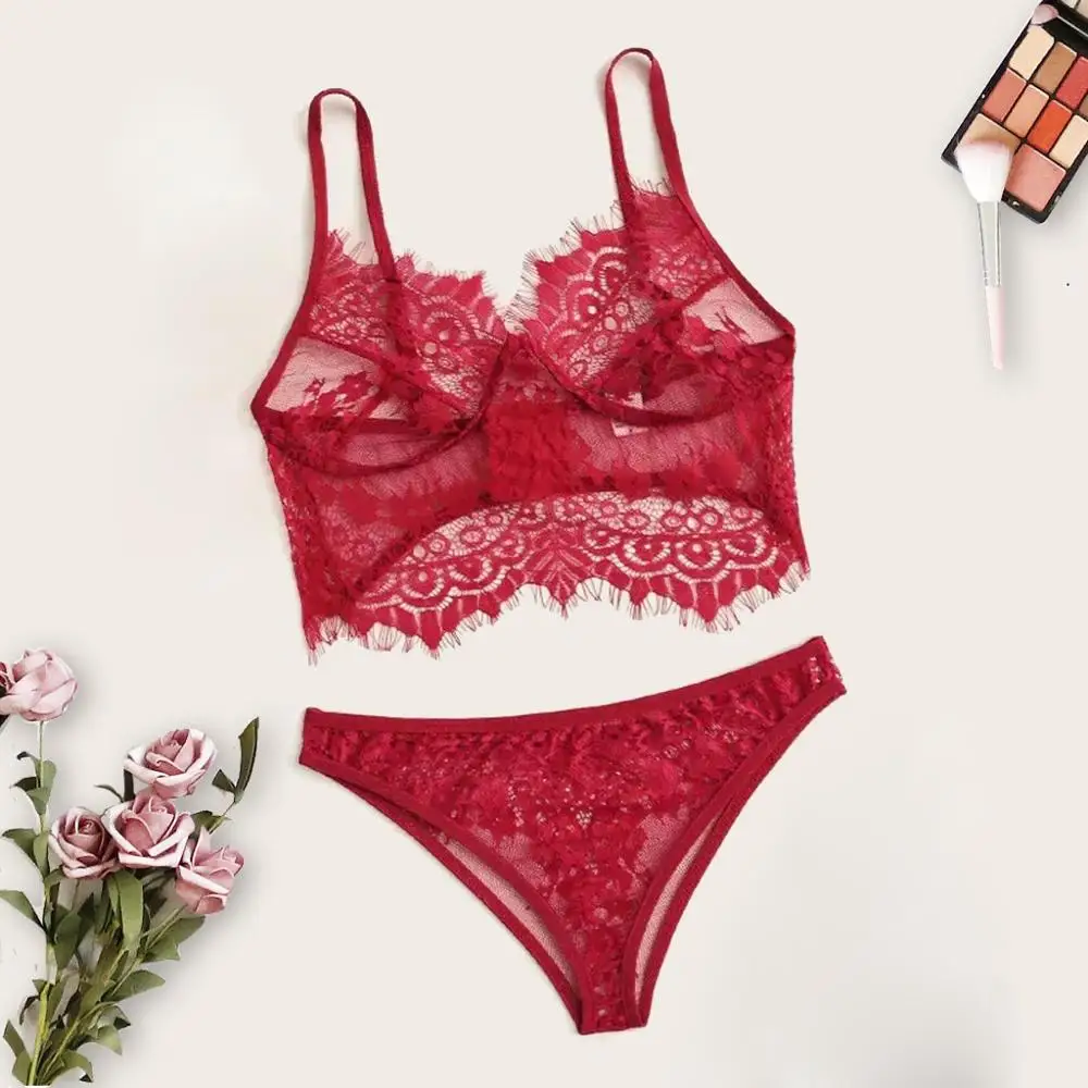 Комплект кружевного нижнего белья сексуальный женский модный однотонный