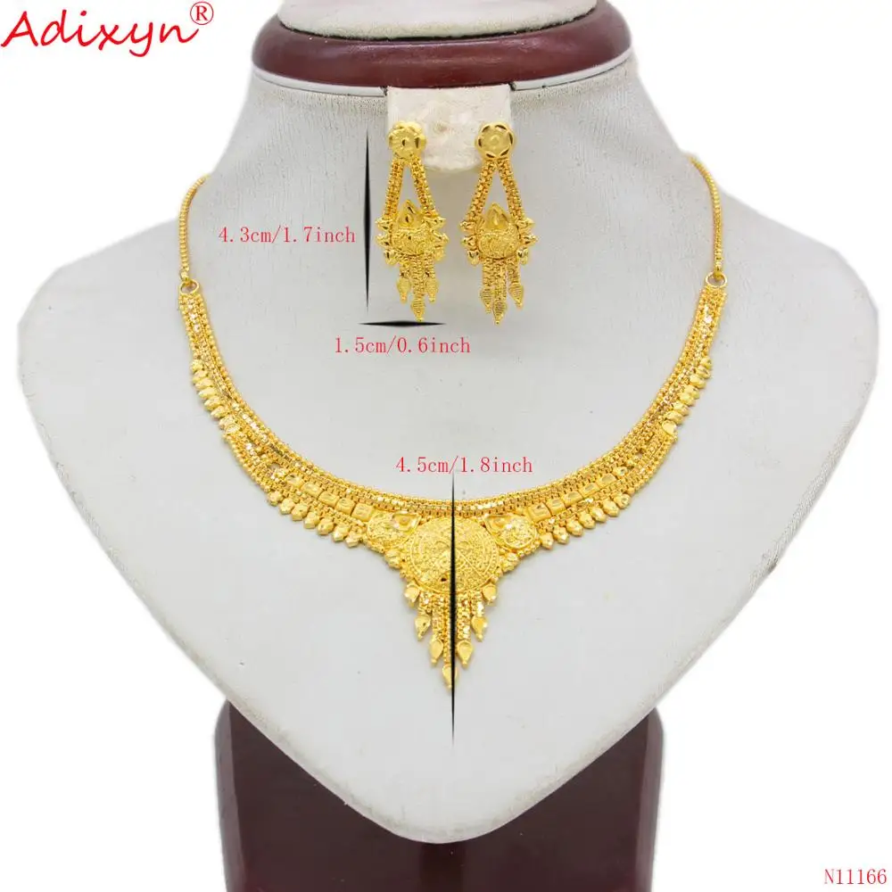 Adixyn, африканские колье и серьги, Свадебный женский ювелирный набор, золотой цвет/медь, африканские/эфиопские/Дубай, вечерние, подарки, N11166