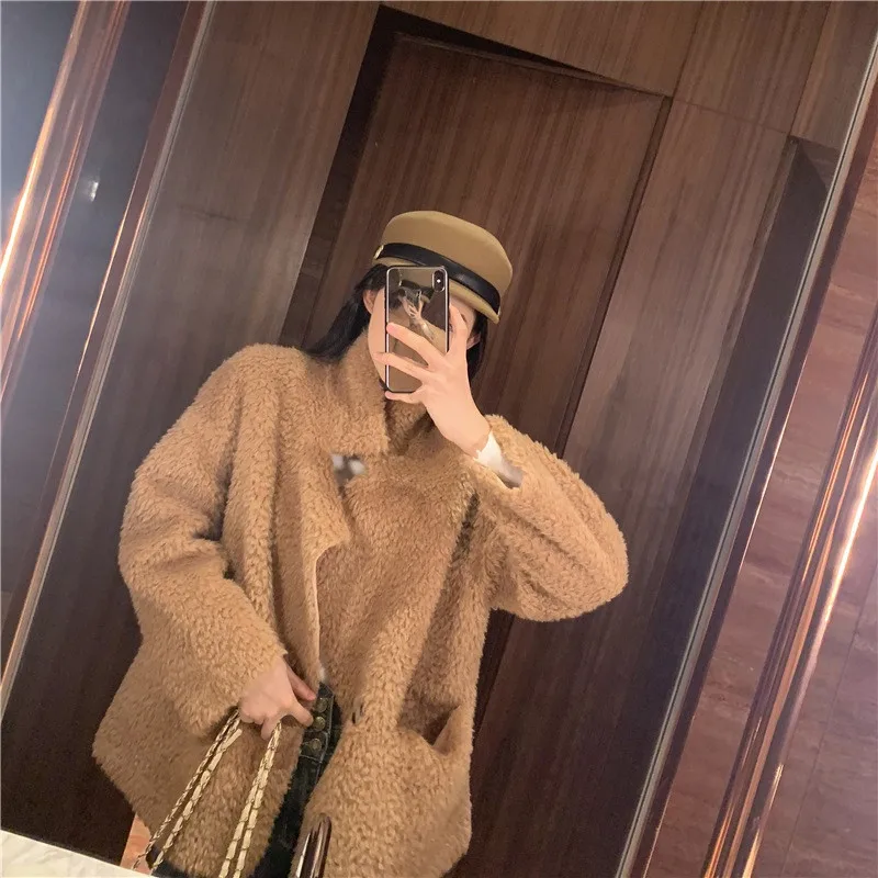 camel women coat RICININA, Женская куртка,, высокая горловина, длинный рукав, твердая шерсть, женские пальто и куртки, весна-осень, повседневные женские куртки, парка - Цвет: camel women coat