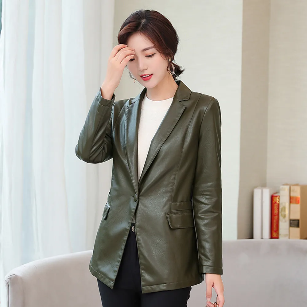 

Brieuces Spring Autumn New Fashion Motorcycle Leather Jacket Women Suit buttons Biker Leather Coat Plus Size S-4XL