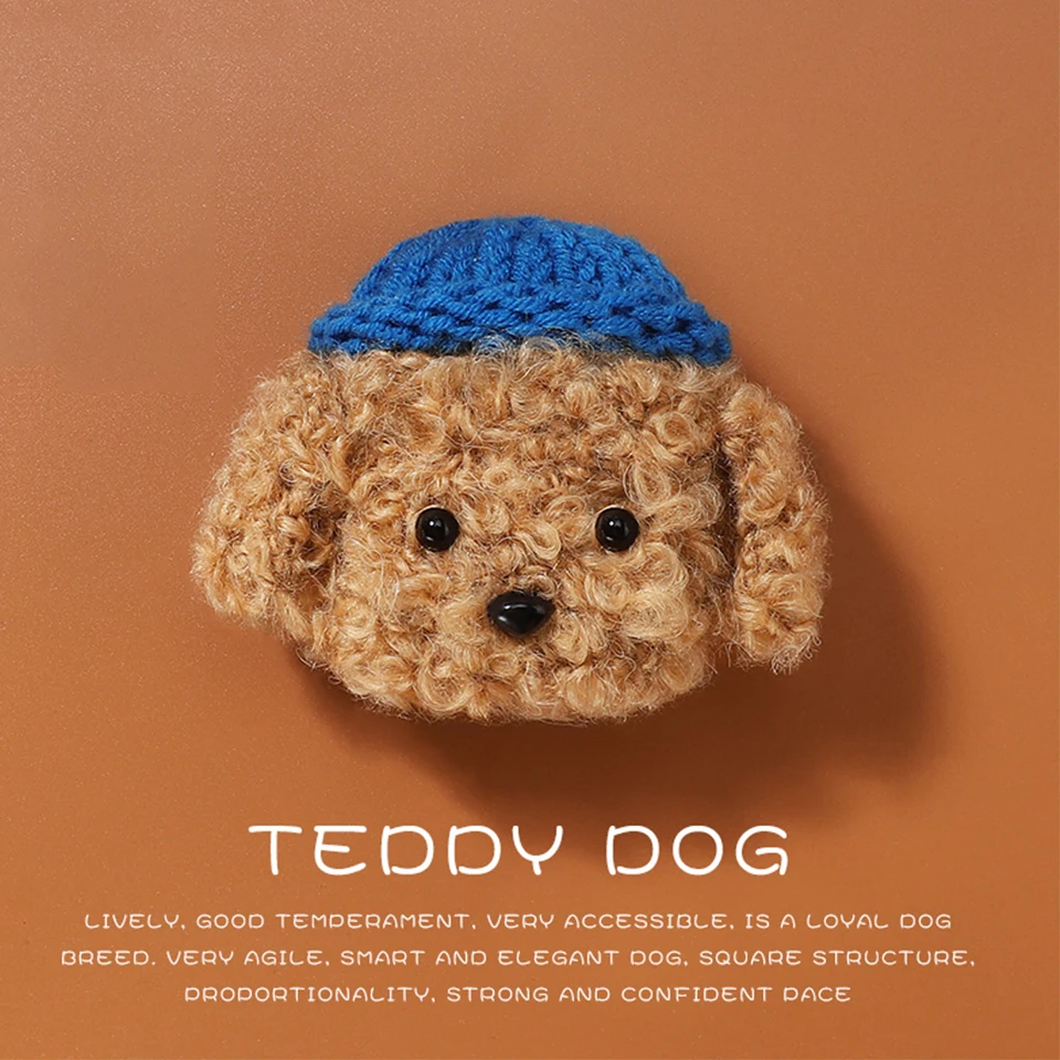 Высококачественный Трикотажный чехол для Apple Airpods1 2, милые наушники с плюшевой собакой, Кроликом, животными, Bluetooth, беспроводная гарнитура ручной работы, сумка