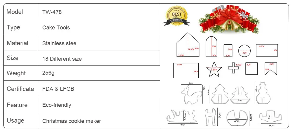 TEENRA 18 шт./компл. из нержавеющей стали печенье резак Пряничный дом Торт печенье Форма 3D формочка для рождественского печенья Набор DIY инструмент для выпечки