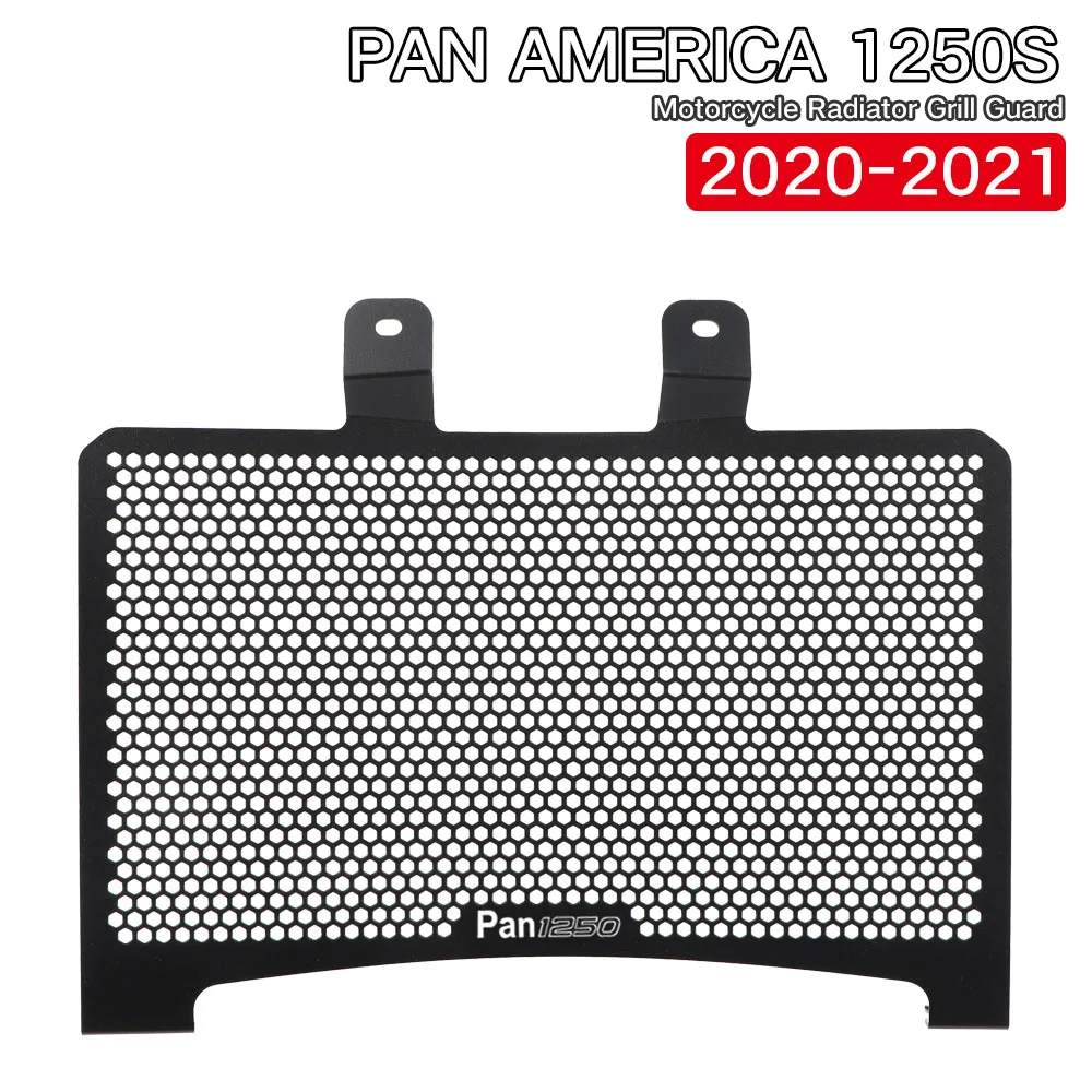 

With logo For Pan America 1250 S PANAMERICA RA1250 1250S 2021 2022 Black Radiator Guard Grille Cover Radiator protection cover