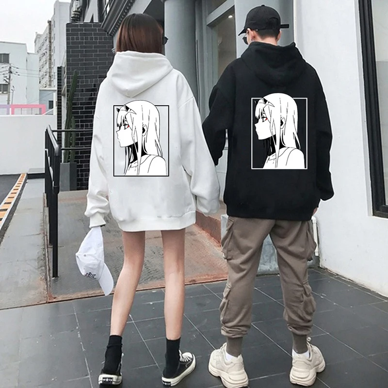 

Anime Darling In The Franxx Zero Two Unisex Hoodies Couples Casual Harajuku Japan Streetwear Sweatshirts Oversized Hooded Tops