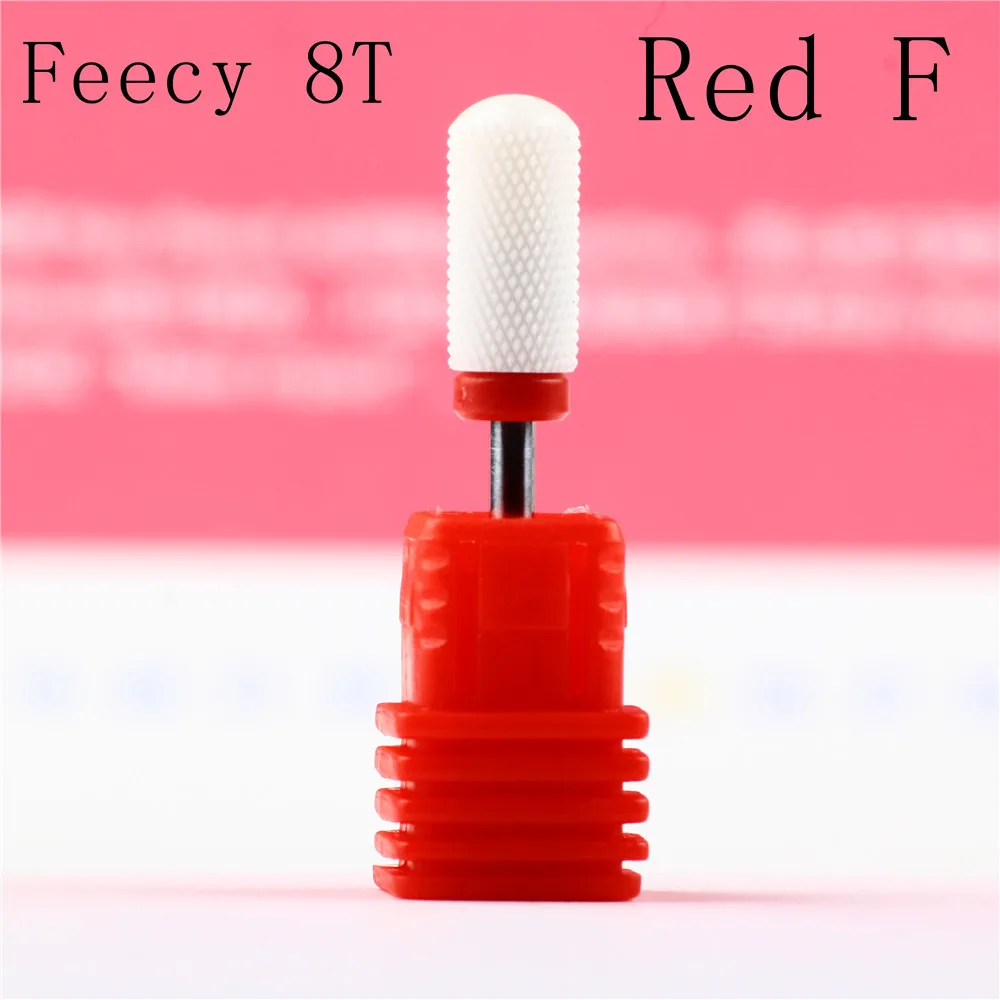 Фрезерные керамические фрезы для ногтей, фрезы для маникюра, аксессуары для маникюрных станков, вращающиеся электрические пилки для ногтей, инструменты для дизайна ногтей - Цвет: Feecy 8T  Red F