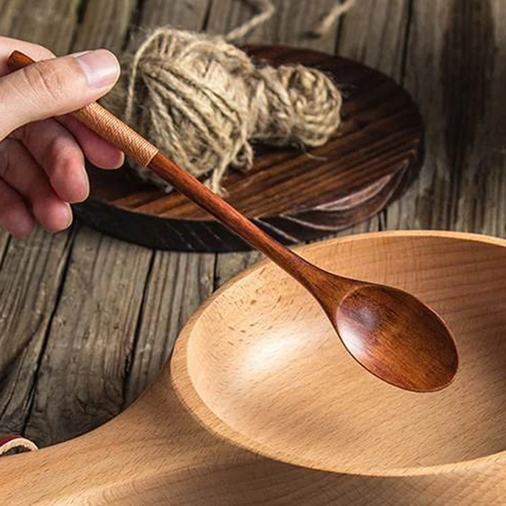 Natural Wooden Ladle Non Stick Straight And Long Handle - Temu