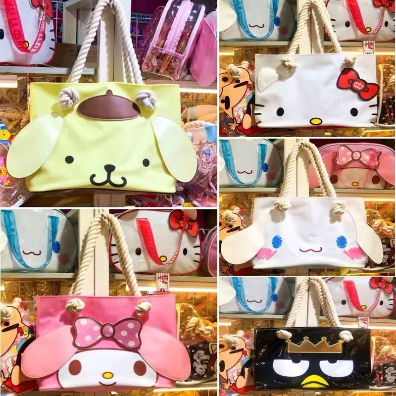 Hello Kitty Purses and Handbags Cinnamon Dog My Melody Pudding Cartoon Transparent Bag Beach Waterproof Shoulder Hemp Rope | Багаж и сумки