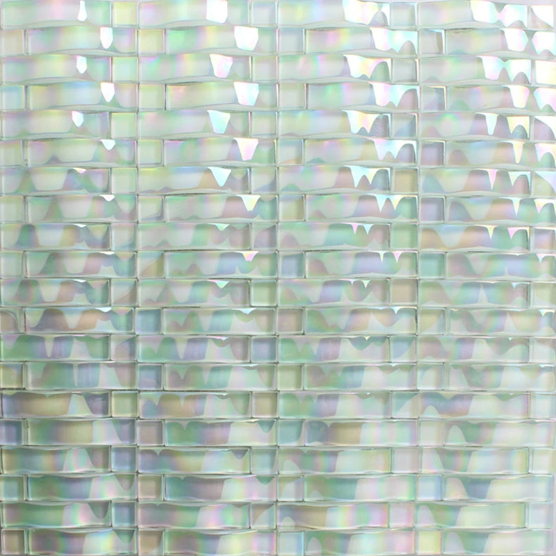 

3D Pearl White Iridescent Crystal Glass Mosaic Tile for Kitchen Backsplash Bathroom Shower Room DIY showroom Wall decoration