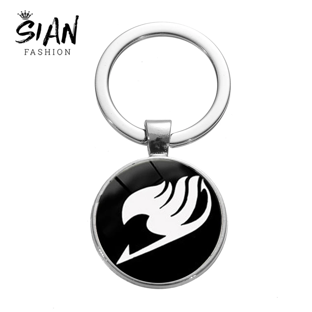 Sian Cool Blue White Fairy Tail Symbol Keychain Glass Cabochon Pendant Silver Key Ring Halloween Theme Steampunk Witch Chaveiro Key Chains Aliexpress