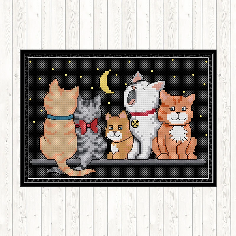 Пять котят Набор для вышивания крестиком DIY ремесла картина 14CT 11CT DMC Наборы для вышивания крестиком печатная ткань количество набор для рукоделия