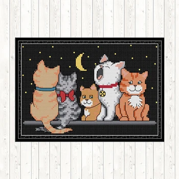 

Five Kittens Embroidery Cross Stitch Kit DIY Crafts Painting 14CT 11CT DMC Cross Stitch Kits Printed Fabric Count Needlework Set