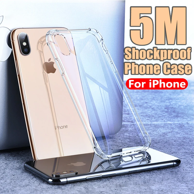 

5 M Shockproof Bumper Phone Case For iPhone 11 X XR XS Max 8 7 Plus 6 6S Plus 5s Case silicone Clear Protection Coque Back Cover