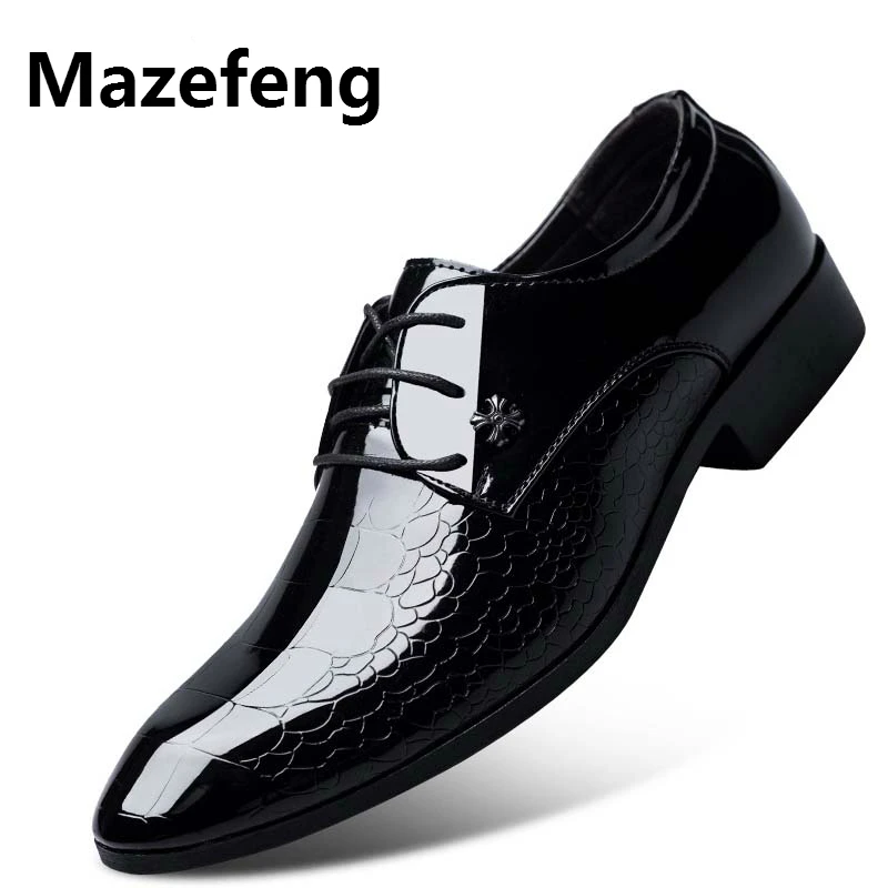Мужские модельные туфли из змеиной кожи Mazefeng свадебные оксфорды на шнуровке