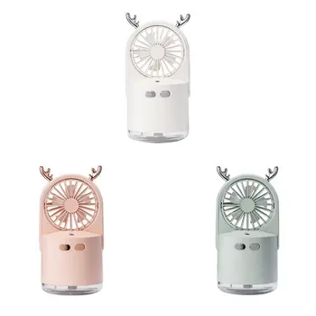 

3 in 1 Rechargeable Portable Cool Mist Fans Humidifier with Colorful Night Light