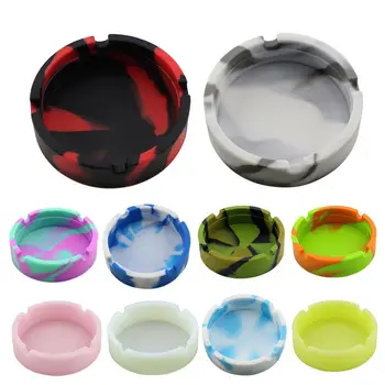 

Eco-Friendly Silicone Soft Round Ashtray Ash Tray Holder PLuminous Portable Fluorescent Ashtray Anti-Scalding Cigarette Holder