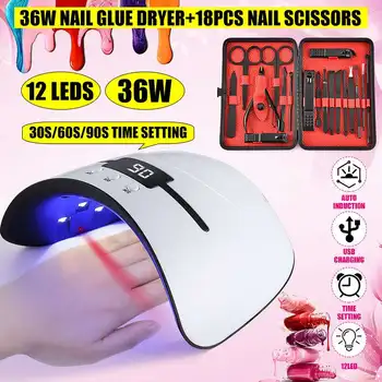 

UV Lamp For Manicure 36W LED Nail Dryer Lamp Sun Light Curings All Gel Polish Drying UV Gel USB Smart Timing Nail Art Tools kits