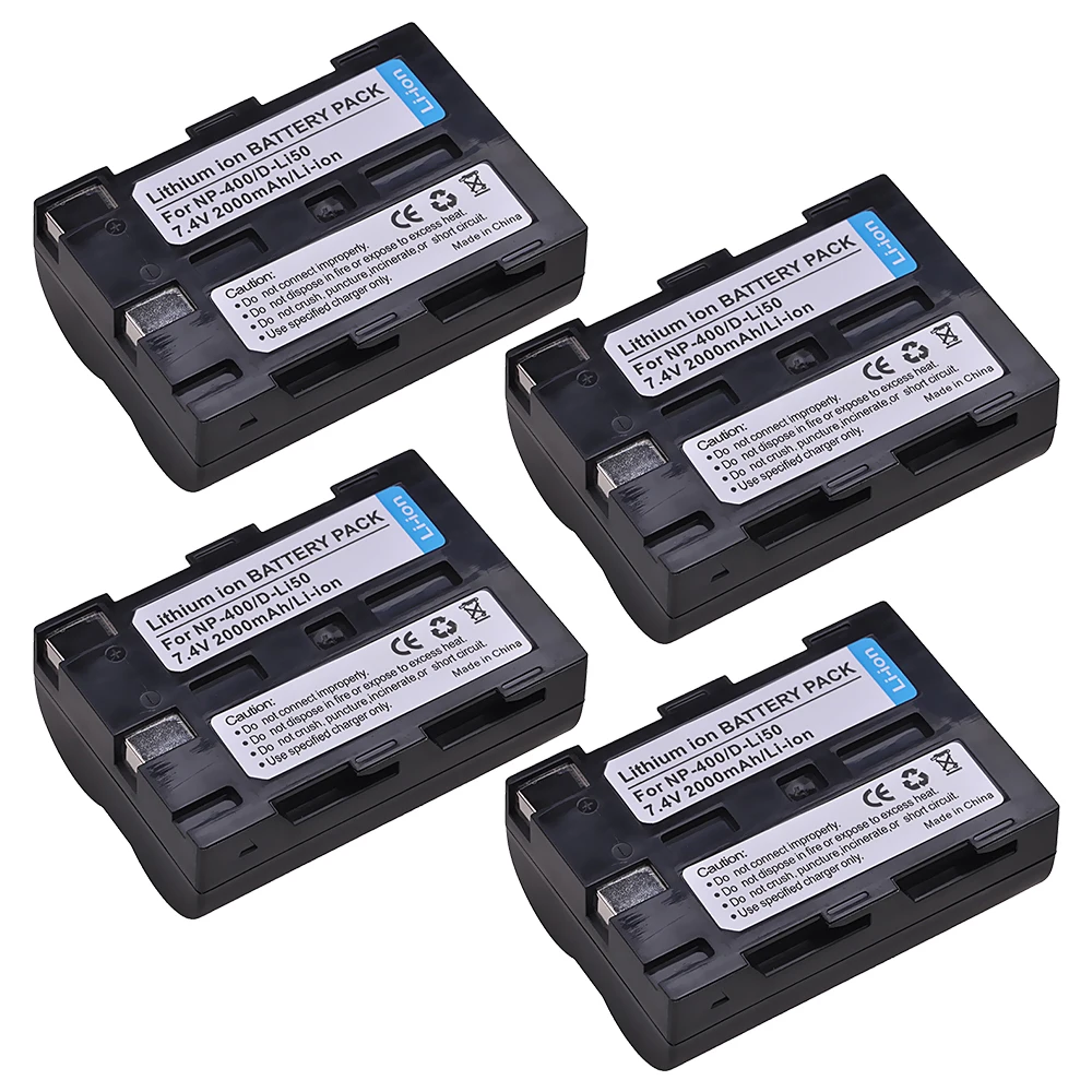 Batteria Batmax 2000Mah Np-400 Np 400 Per Konica Minolta Dimage A1 A2, Pentax K10D K20D, Dynax 5D 7D, Sigma Sd15 Sd14