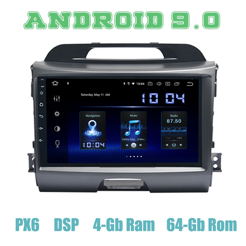 PX6 Android 9 0 Автомобильный GPS радио мультимедиа для Kia Sportage R 2010-2016 с IPS экраном DSP 4 + 64