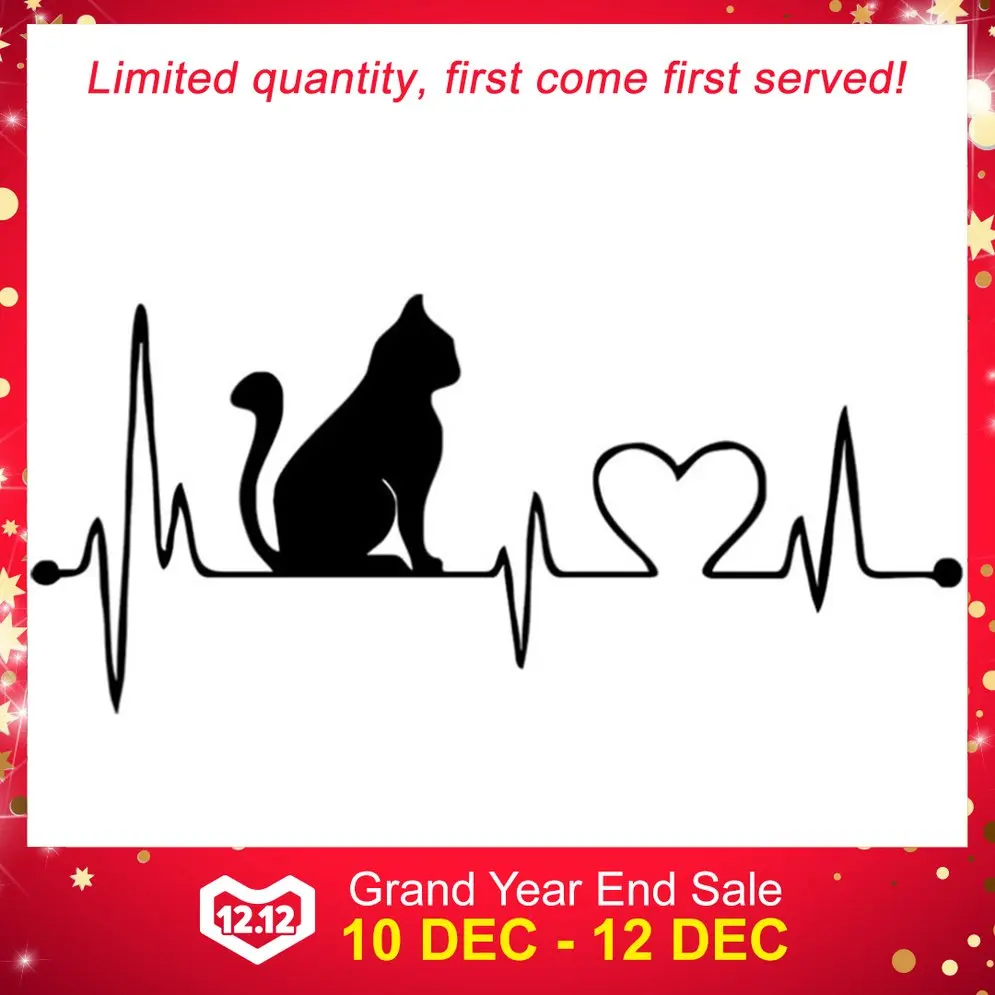 Trendy Design Pet Cat Heartbeat Lifeline PET Decal Unique Car Body Stickers Car Styling Truck Accessories