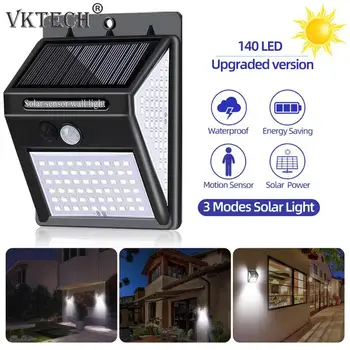 

Three-sided 140LED Solar Lamp Solar PIR Motion Sensor Wall Lamp Waterproof Yard Light Garden Light Path Emergency Security Light