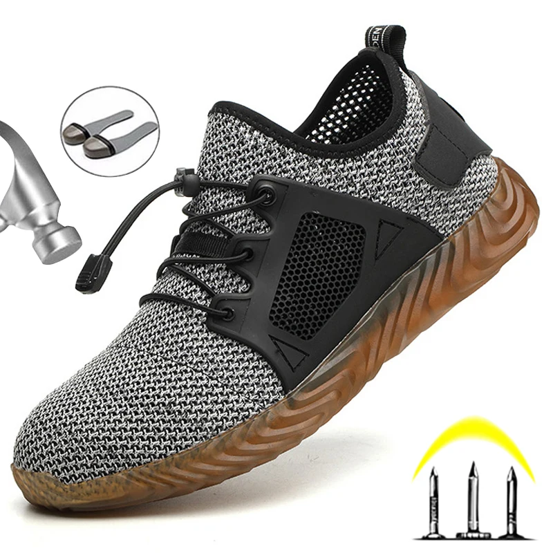 Botas de trabajo y seguridad para hombre, zapatos de seguridad con punta de acero, a prueba de perforaciones, transpirables