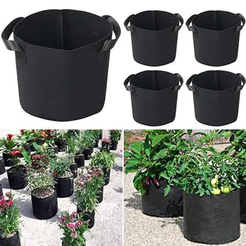 

5/7/10 Gallon Felt Plant Growing Grow Bags Vegetable Flower Potato Pot Container Garden Planting Basket Farm Home Mushroom Seed