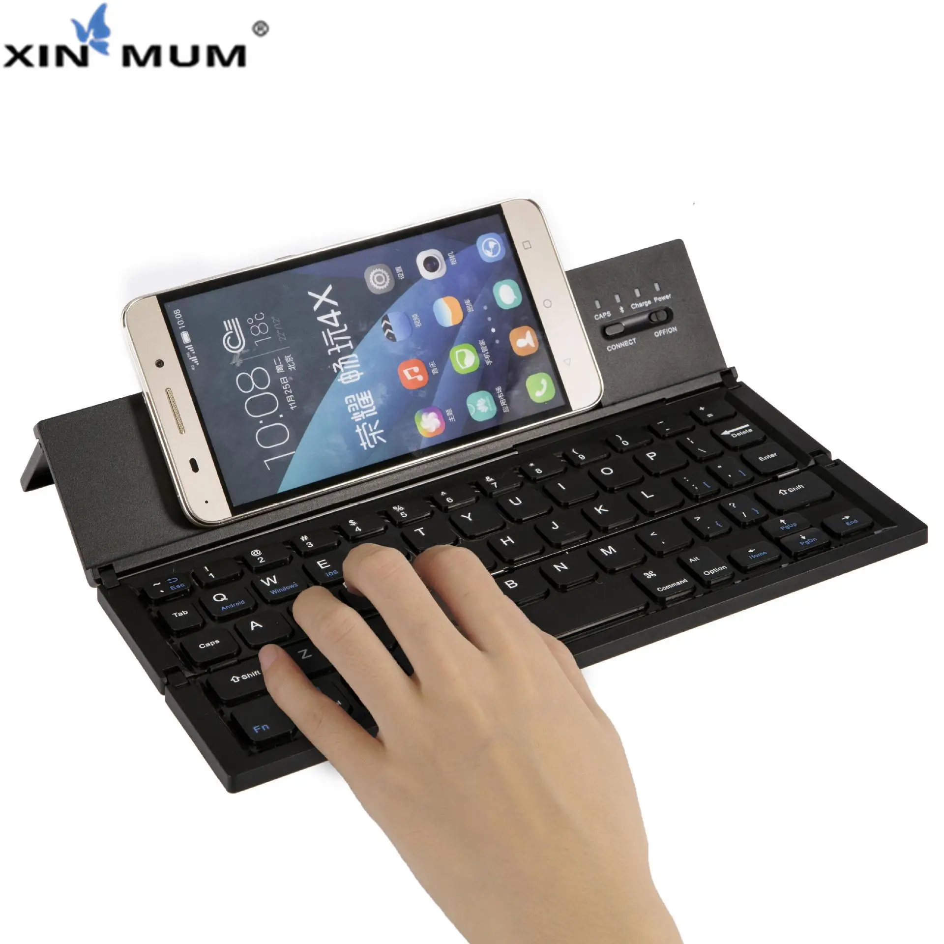

XIN-MUM Portable Folding Keyboard Case Cover Touchpad Keypad Foldable Bluetooth Keyboard BT Wireless for IOS/Android/Windows