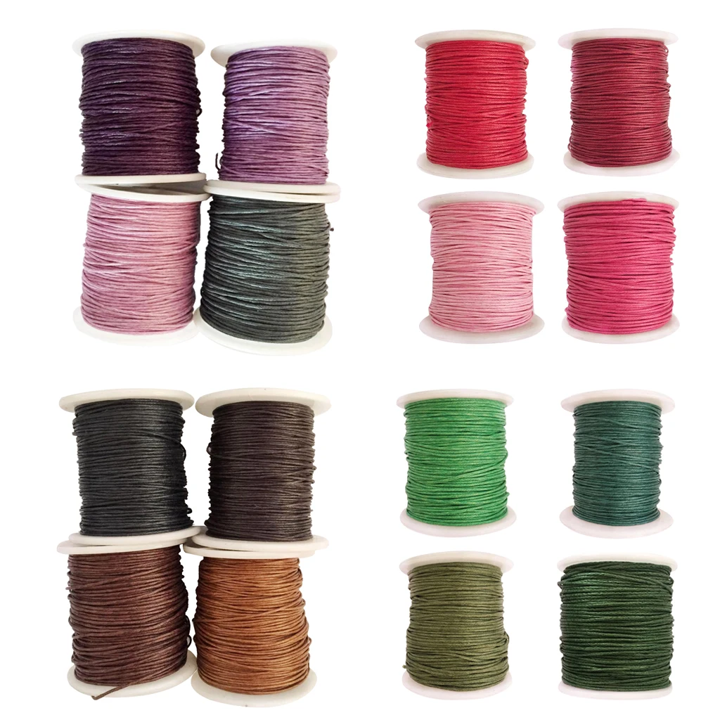 1mm x 80m Jewelry Making Crafting Beading Macrame Waxed Cotton Cord Thread (16 Colors Rolls Pack)