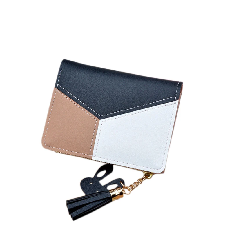 

New Big Capacity Wallet Short Women Wallets Zipper Purse Patchwork Fashion Panelled Wallets Trendy Coin Purse Card Holder Leathe