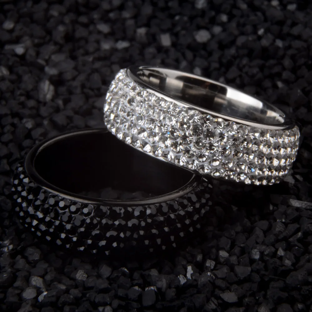 Stainless Steel Crystal Ring For Men Women Jewelry Gift