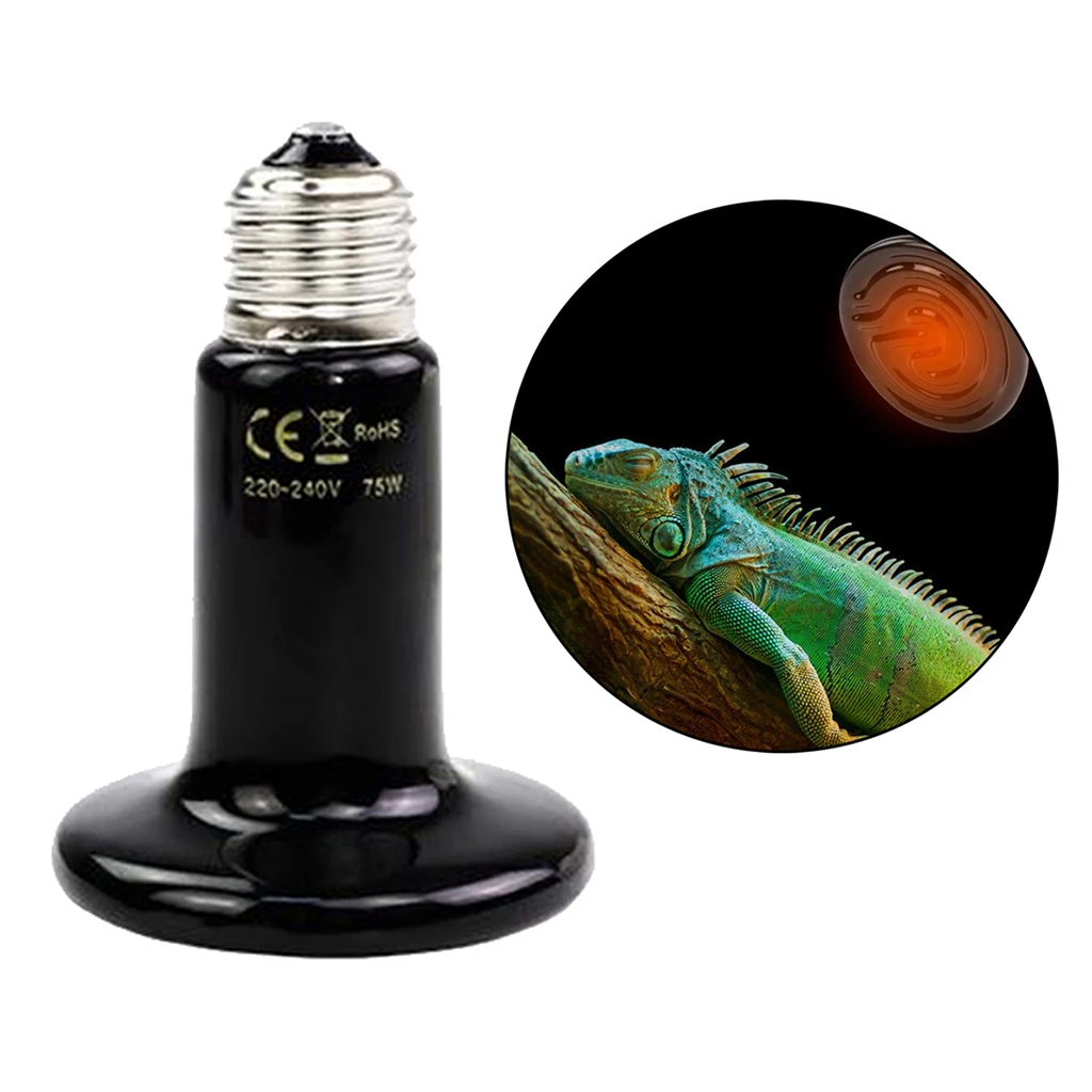Lámpara de calor infrarroja para reptiles, bombilla de cerámica E27 de 25W, 50W, 75W, 100W, 150W y 200W