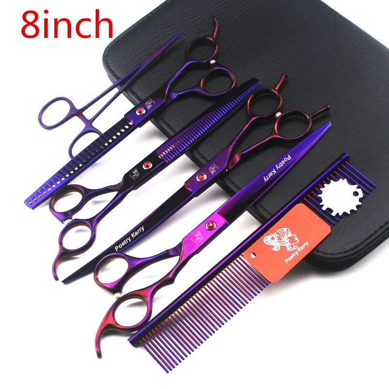 

8inch Pet Grooming Scissors Sets Pet Scissors,STRAIHT & 2 THINNING & CURVED scissors in 1 set,, Cost-effective Pro