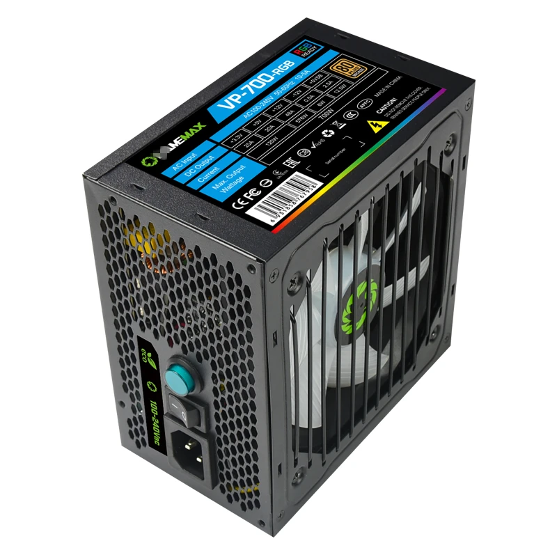 Блок питания для GameMax ATX12V немодульный игровой бесшумный источник питания Номинальная мощность 800 Вт/700 Вт пиковая мощность 850 Вт/750 Вт источник питания VP-800-RGB VP-700-RGB