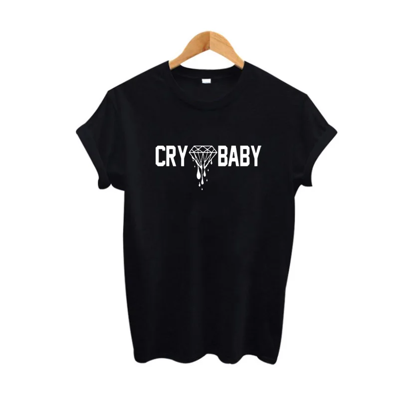 

Cry Baby T-shirt Women's Fashion Harajuku Printing Cotton Tops Black White Tumblr T Shirt Femme Hipster Slogan Graphic Tee Shirt