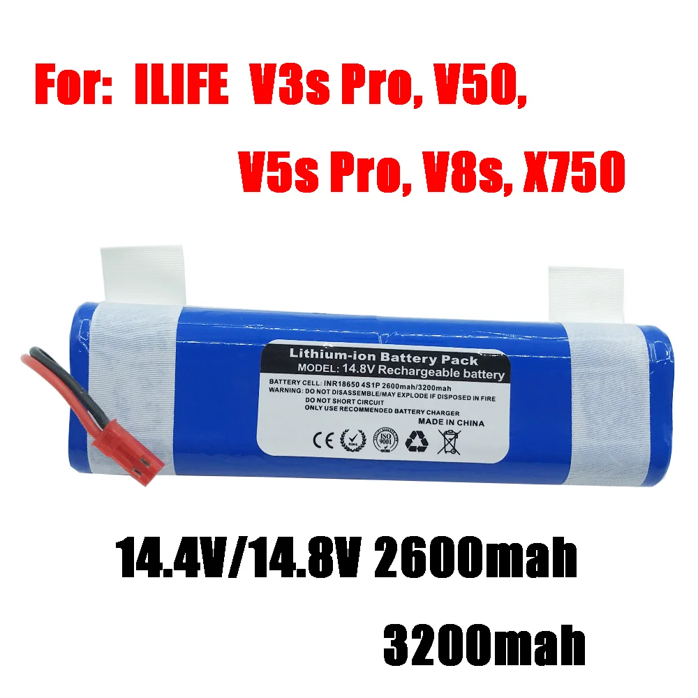 Vakaumus 14.8V 2600mah 3200Mah 18650 Lithium Battery For ILIFE V3s Pro V50 V5s Pro V8s X750