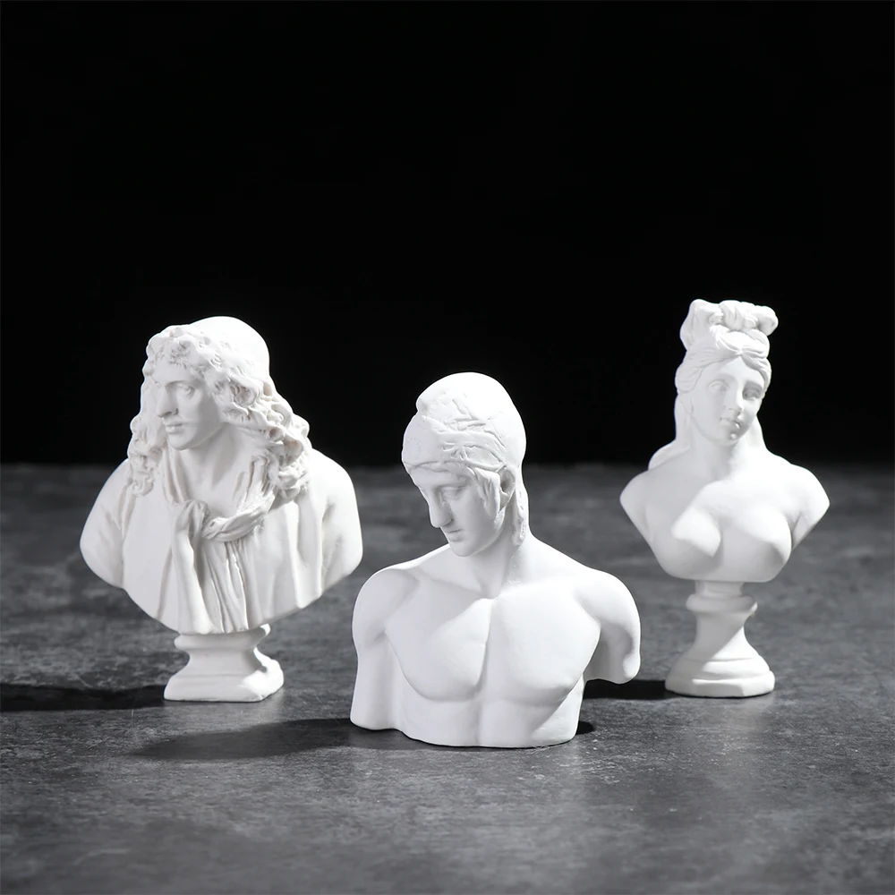 1PC Nordic Style Sculpture Greek Mythology Plaster Statue David Head Portraits Bust Mini Gypsum Statue Drawing Practice Crafts ornament crafts miniature ornament miniature figurines