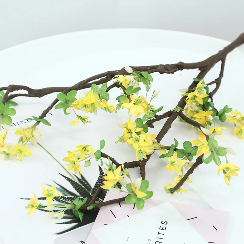 Luyue 57 см искусственная груша цветок цветущие ветви украшение дома поддельные цветы сухие ветви Свадебная установка ваза - Цвет: Цвет: желтый