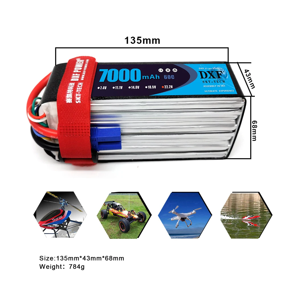 Аккумулятор DXFlipo 22 2 в 7000 мАч 60C 6S Lipo AKKU для Trex 600 700 вертолет Радиоуправляемый