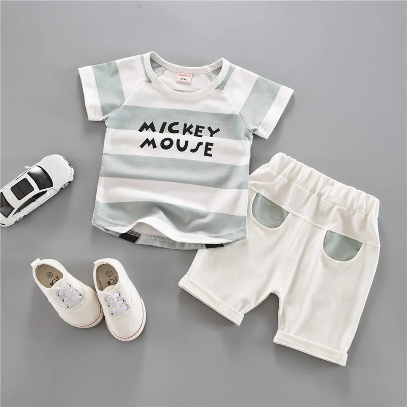 Детская одежда для мальчиков, г. стильный летний спортивный комплект, летняя одежда для маленьких детей комплект одежды из двух предметов из чистого хлопка с короткими рукавами