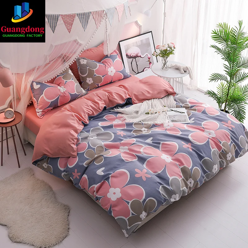 直販一掃 韓国の花の寝具セット 女の子のためのピンクとブルーの掛け布団カバーセット ダブル クイーン キング サイズ フラットシート 枕カバー 安いファッション Everestkanto Com