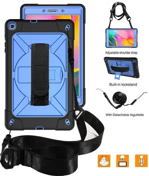 

Durable Silicone Shockproof Case Back Cover with Shoulder Strap for Samsung Galaxy Tab A 8.0 T295 T290 T297 Tablet+Stylus