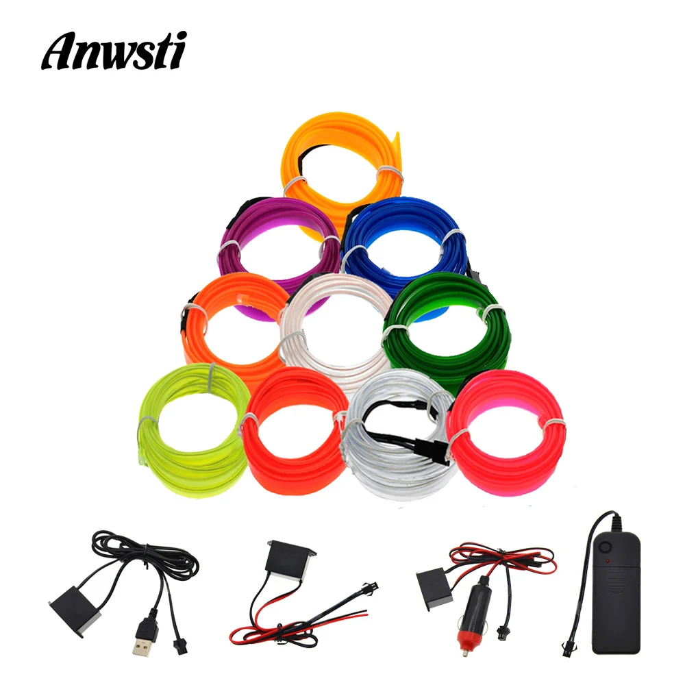 

3V 5V 12V EL Wire Light 1M 2M 3M 4M 5M Neon Light LED Dance Party Decor Car Lights Sewing Edge Neon LED Lamp EL Wire Flex Strip