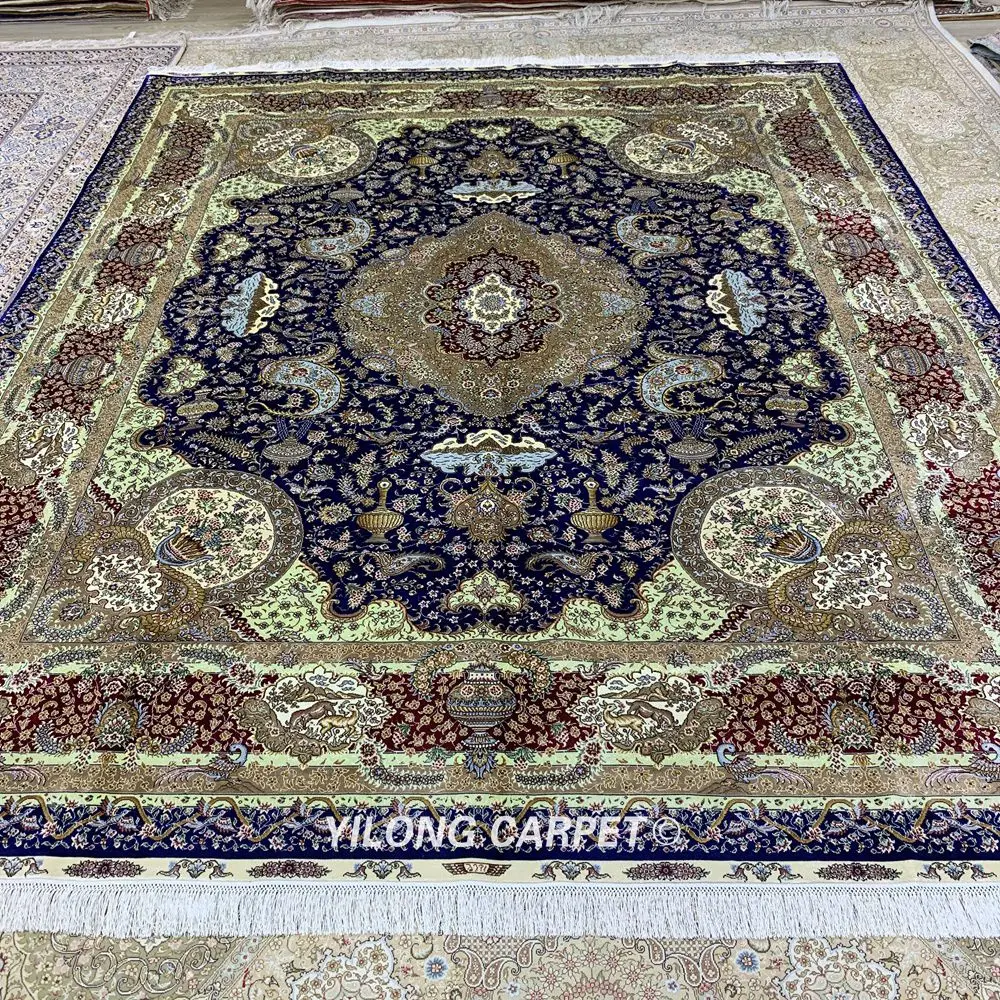 Yilong 8'x10' персидский шелковый ковер ручной работы Hereke семейная комната Vtg ковер(SL192A