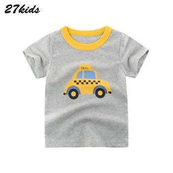 

27kids Kids T Shirt For Summer Children Cartoon Baby Dinosaur Car Infant Boys Girls T-Shirts Clothes Cotton Toddler Tops