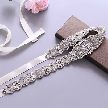 

TOPQUEEN Crystal Rhinestone Bridal Belt for Formal Dress Champagne Sash Belt White Sash Belt Bridesmaid Dresses Belt S161BL