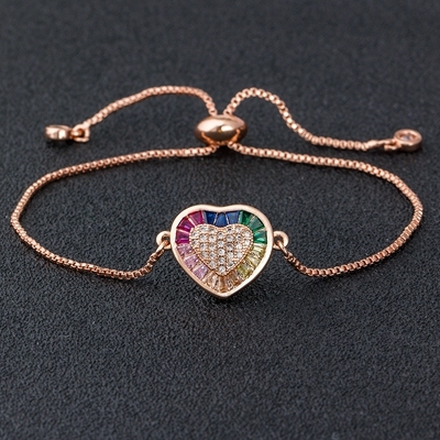 Heart Shape Bracelet Copper CZ Adjustable Chain Bracelets For Women Girls Best Party Wedding Birthday Jewelry Gift
