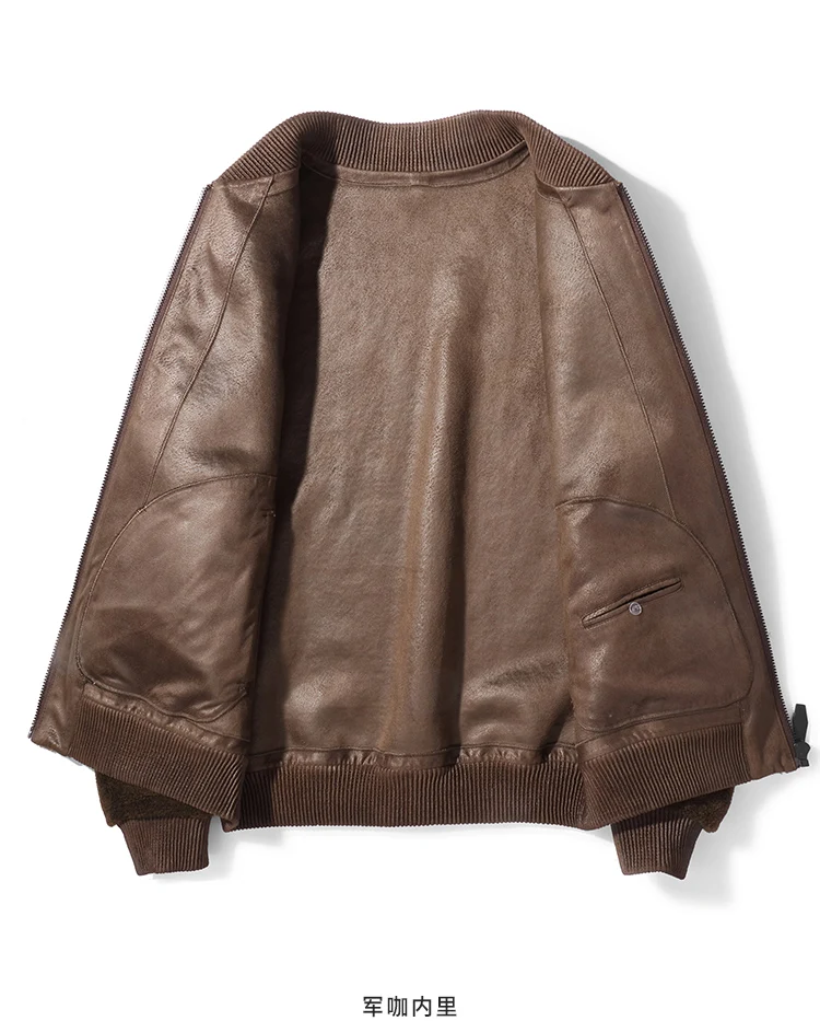 AYUNSUE Real Fur Coat Men Jacket Winter Wool Sheep Shearing Short Korean Bomber Jacket Erkek Mont K9SYJI028 KJ3503