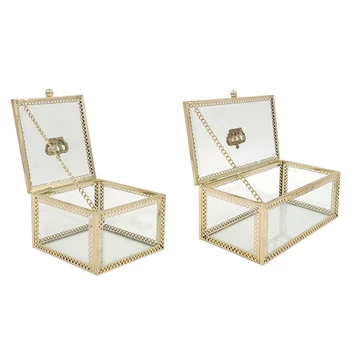 

Transparent Glass Ring Box Wedding Ring Box Geometric Clear Glass Jewelry Box Jewelry Tabletop Storage Holder